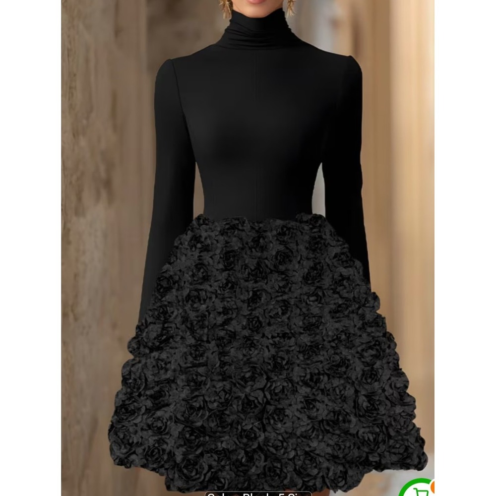 Women's Black flower Dress size EU size 2XL US size 16 (XL)